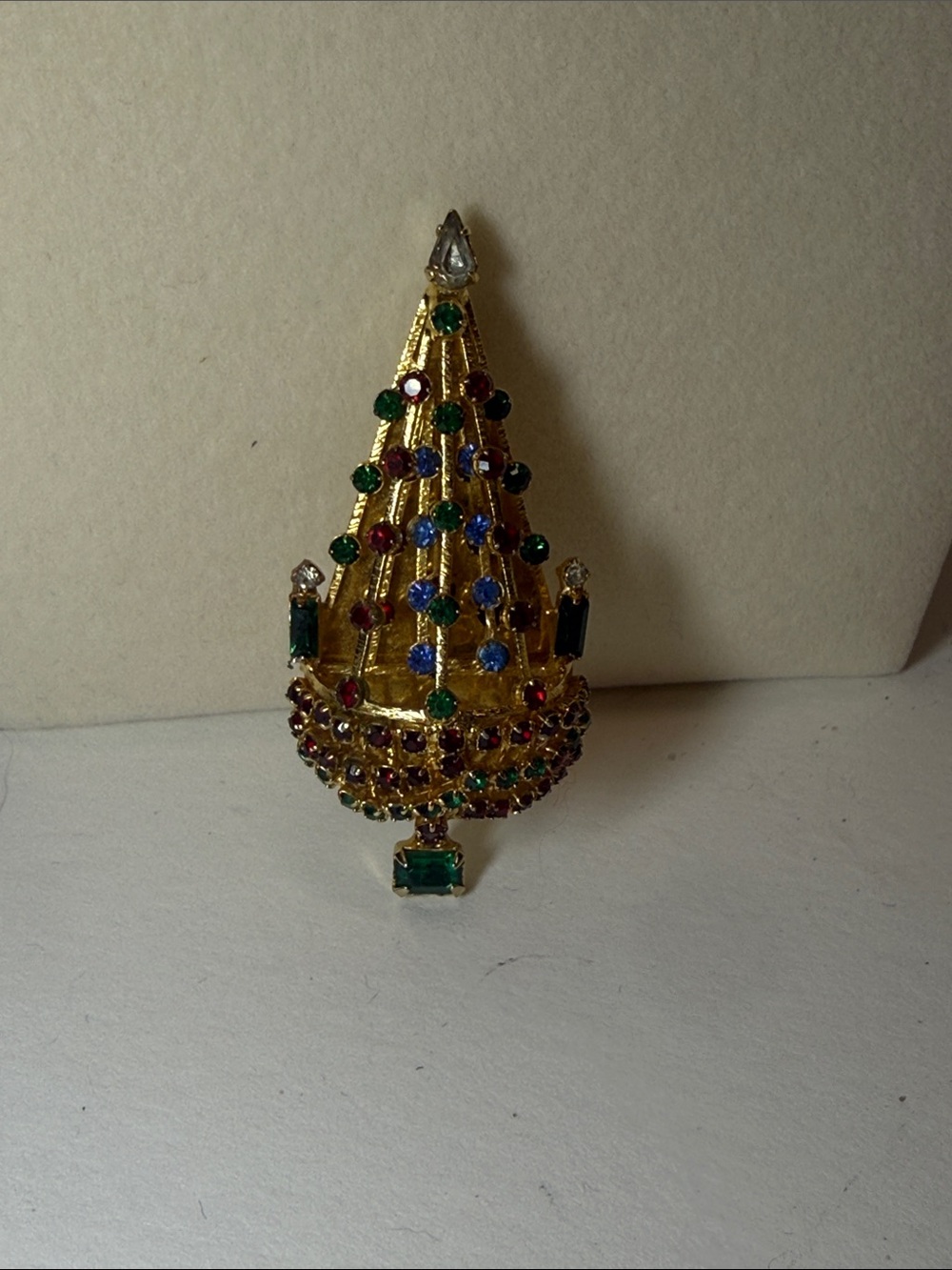 Gold-Tone Multicolor Christmas tree  Brooch